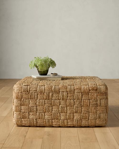 Woven Jute Cocktail Ottoman - Gallery Image #1