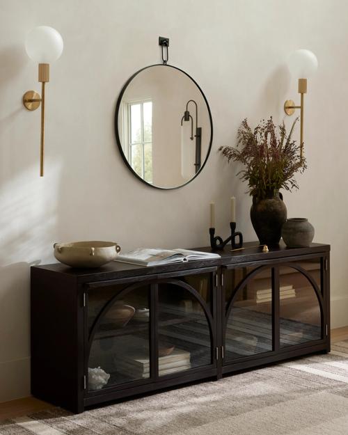 Isidro media cabinet and Leto mirror