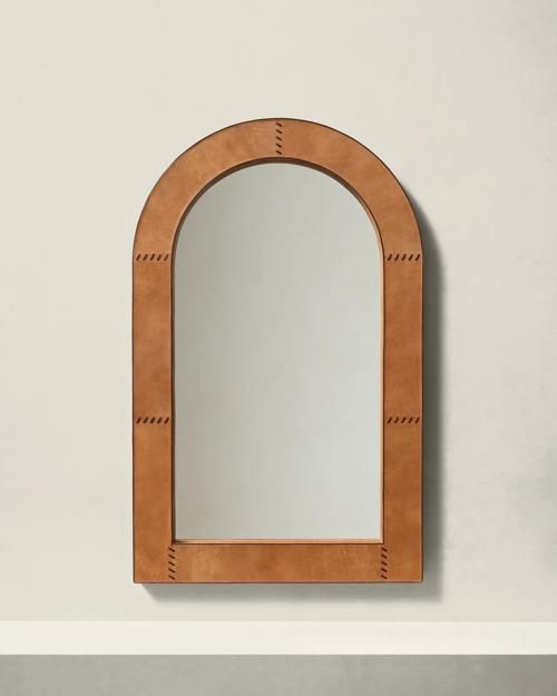 Arno Arched Leather Wall Mirror - Gallery Image #1