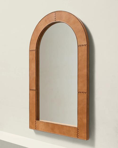 Arno Arched Leather Wall Mirror - Gallery Image #3