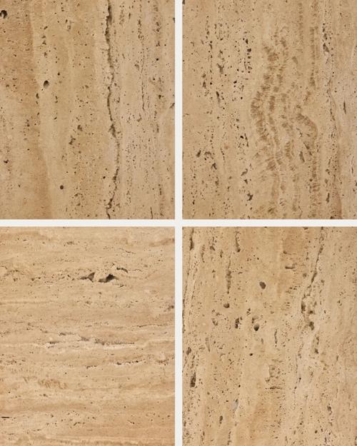 The pattern and coloring of the travertine will vary from piece to piece—no two are alike.